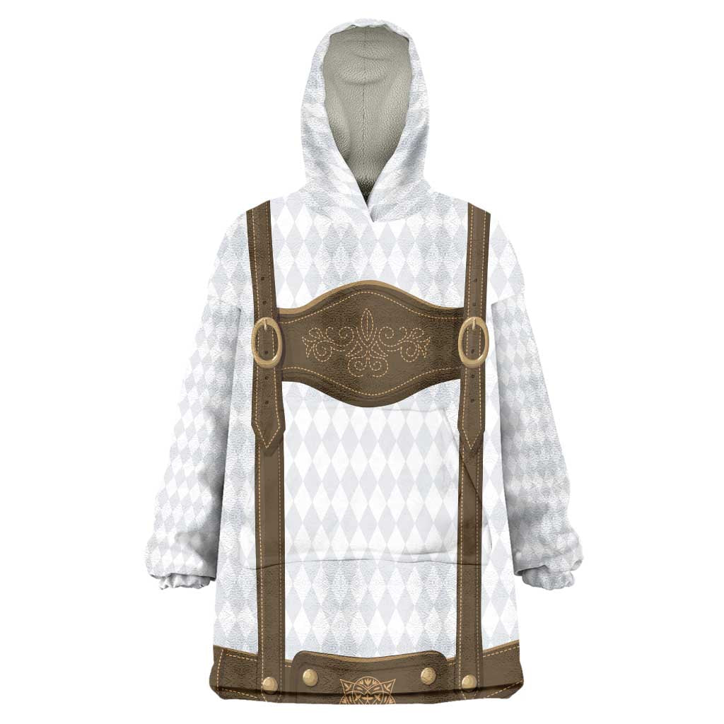 Germany Trachten Lederhose Inspired Wearable Blanket Hoodie Washed Brown