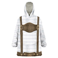 Germany Trachten Lederhose Inspired Wearable Blanket Hoodie Washed Brown