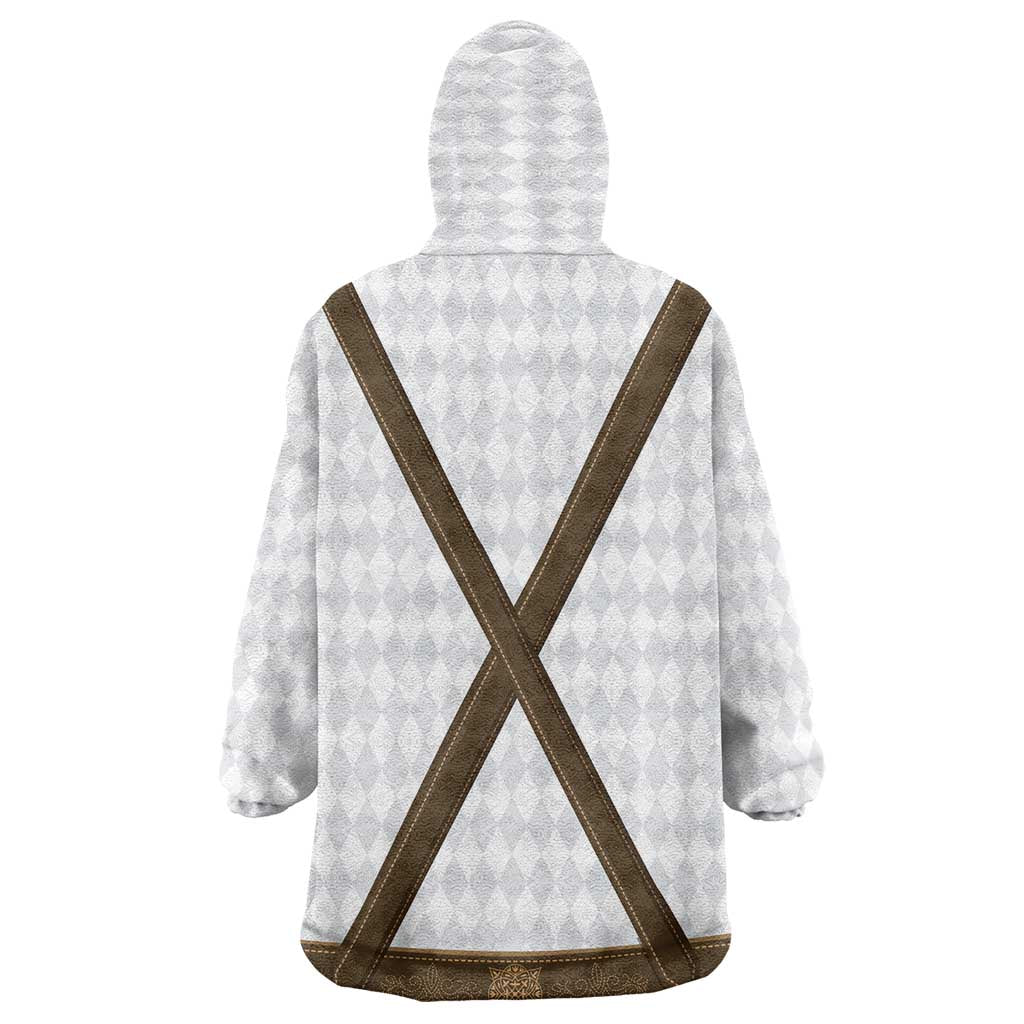 Germany Trachten Lederhose Inspired Wearable Blanket Hoodie Washed Brown