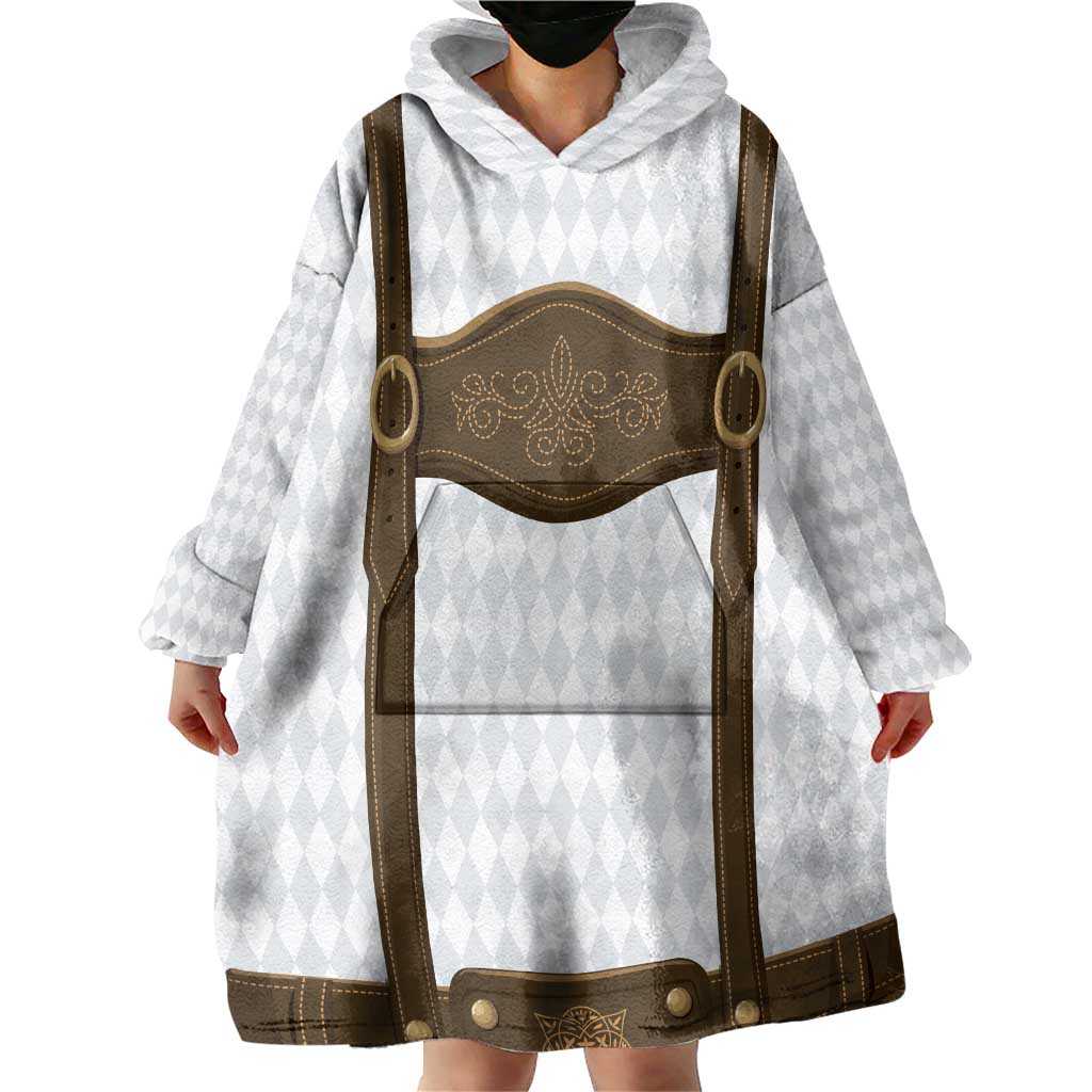 Germany Trachten Lederhose Inspired Wearable Blanket Hoodie Washed Brown