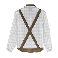 Germany Trachten Lederhose Inspired Women Casual Shirt Washed Brown