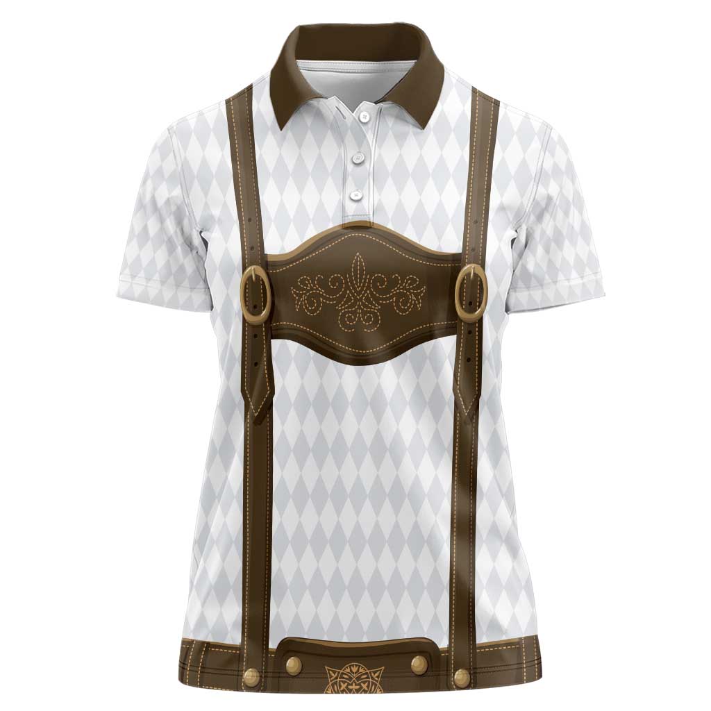 Germany Trachten Lederhose Inspired Women Polo Shirt Washed Brown