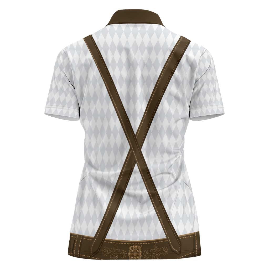 Germany Trachten Lederhose Inspired Women Polo Shirt Washed Brown