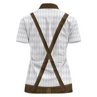 Germany Trachten Lederhose Inspired Women Polo Shirt Washed Brown