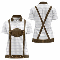 Germany Trachten Lederhose Inspired Women Polo Shirt Washed Brown