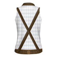 Germany Trachten Lederhose Inspired Women Sleeveless Polo Shirt Washed Brown