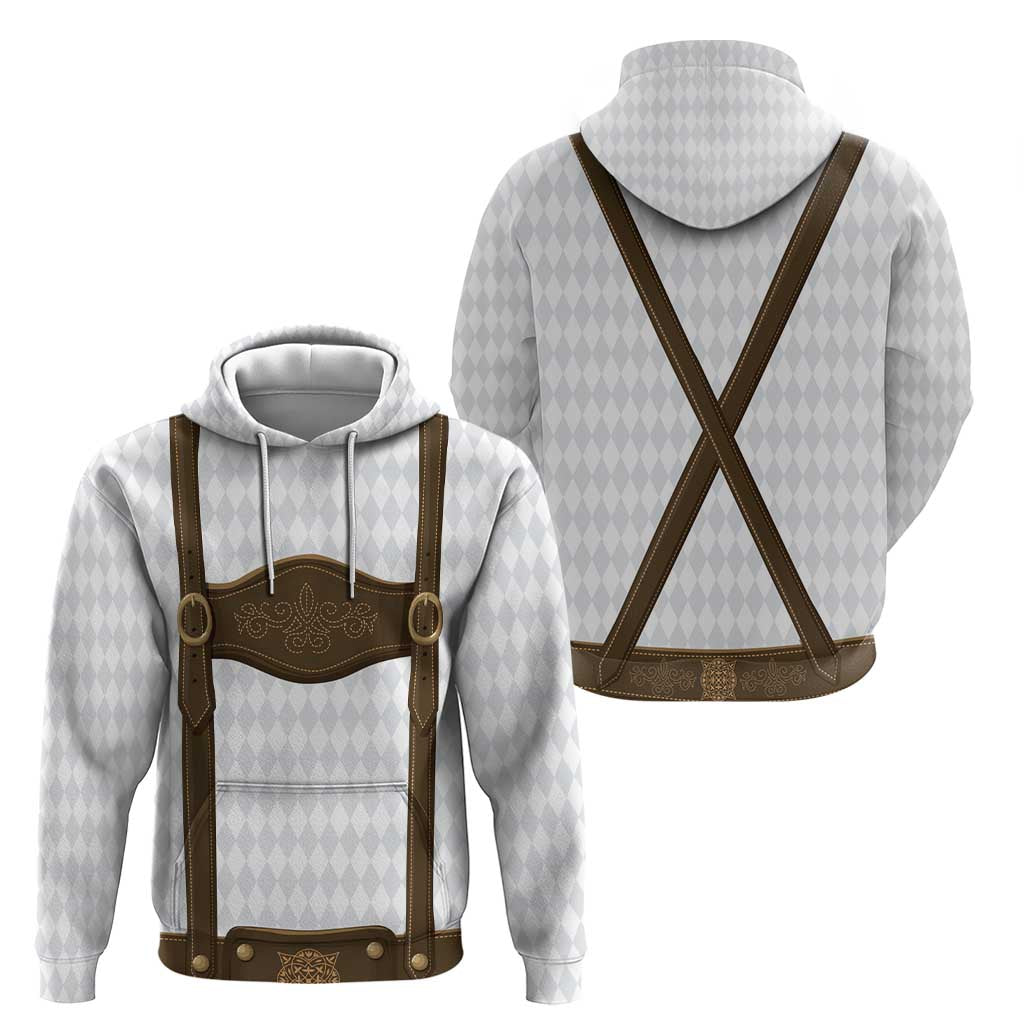 Germany Trachten Lederhose Inspired Zip Hoodie Washed Brown