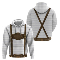 Germany Trachten Lederhose Inspired Zip Hoodie Washed Brown