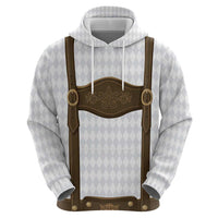 Germany Trachten Lederhose Inspired Zip Hoodie Washed Brown