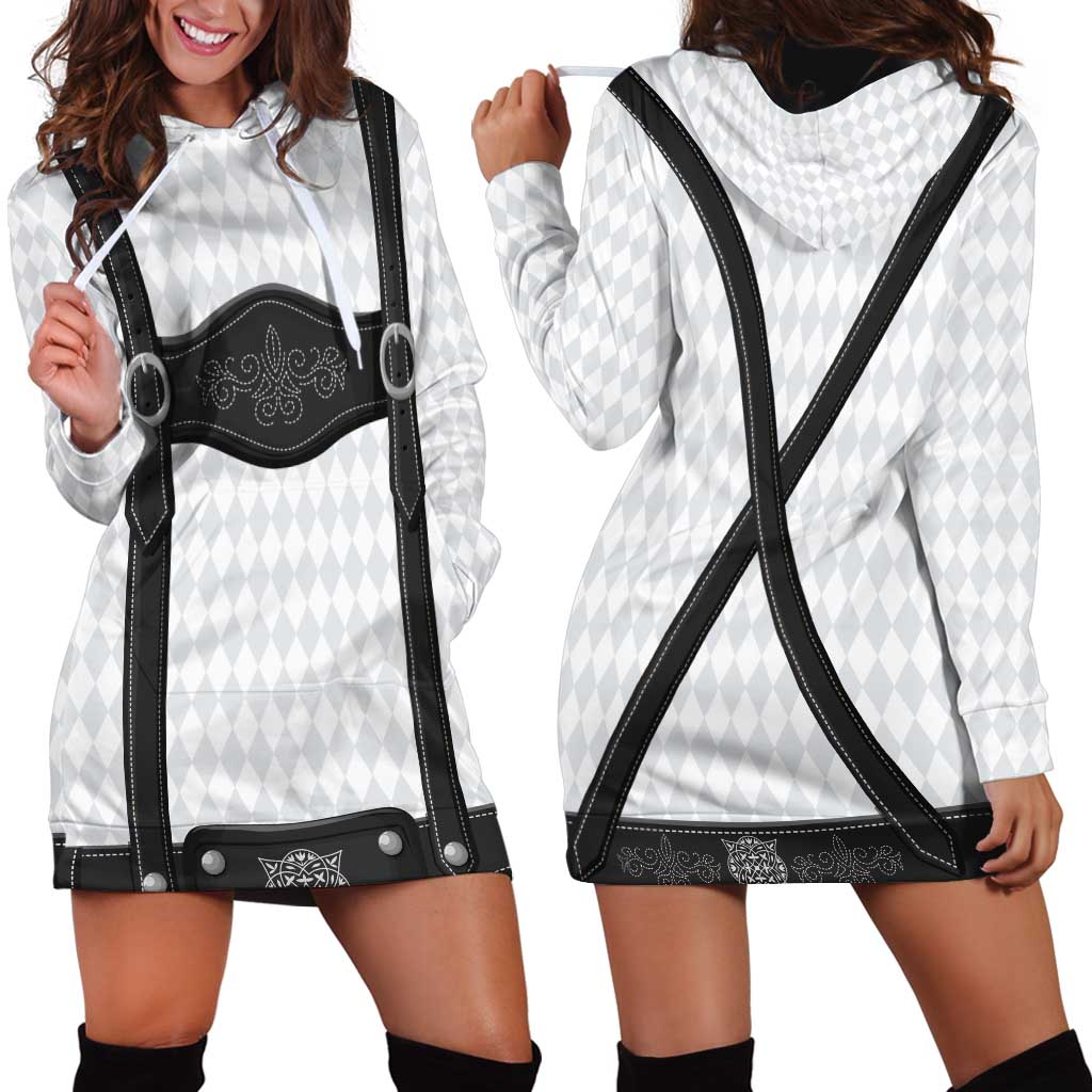 Germany Trachten Lederhose Inspired Hoodie Dress Sable Black