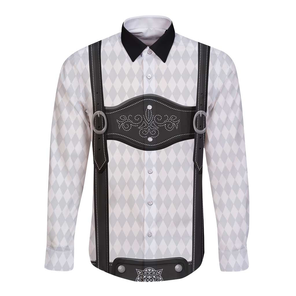 Germany Trachten Lederhose Inspired Long Sleeve Button Shirt Sable Black