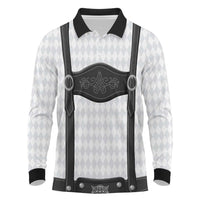 Germany Trachten Lederhose Inspired Long Sleeve Polo Shirt Sable Black