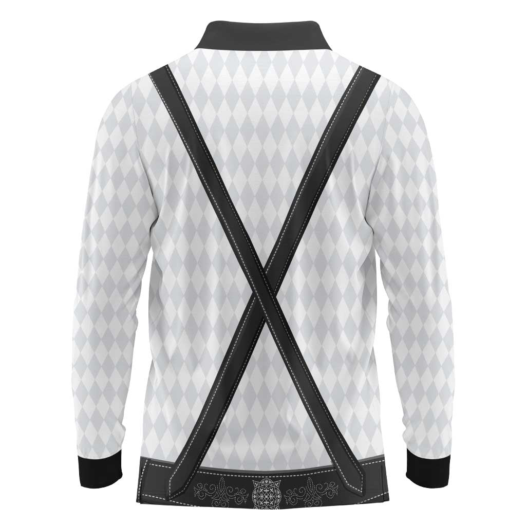 Germany Trachten Lederhose Inspired Long Sleeve Polo Shirt Sable Black