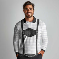 Germany Trachten Lederhose Inspired Long Sleeve Polo Shirt Sable Black
