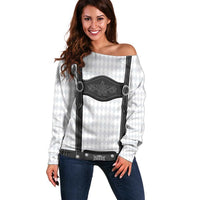 Germany Trachten Lederhose Inspired Off Shoulder Sweater Sable Black