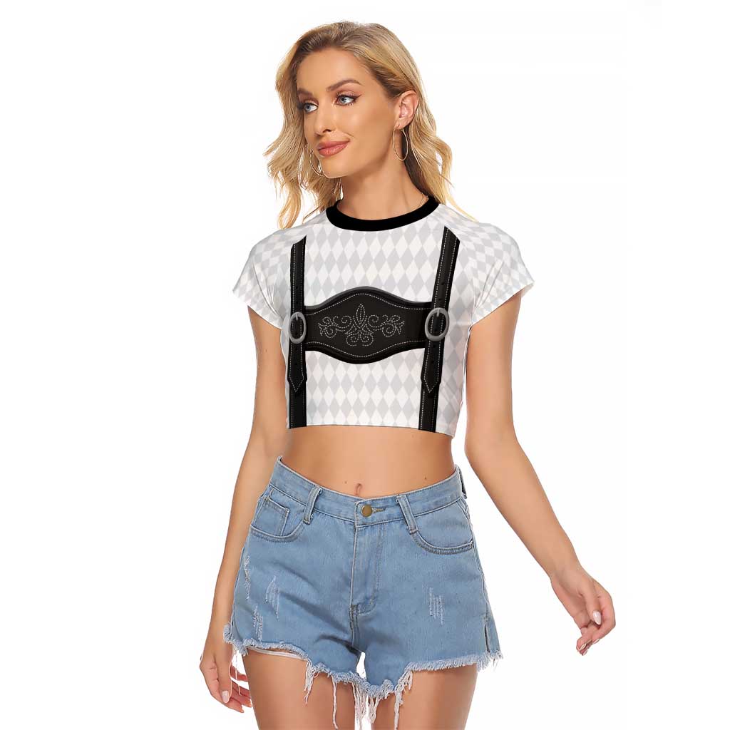 Germany Trachten Lederhose Inspired Raglan Cropped T Shirt Sable Black