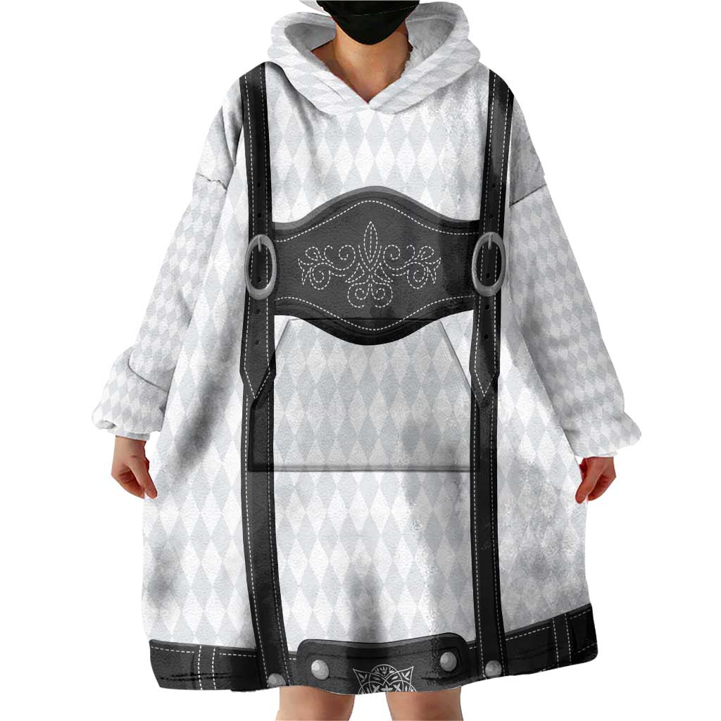 Germany Trachten Lederhose Inspired Wearable Blanket Hoodie Sable Black