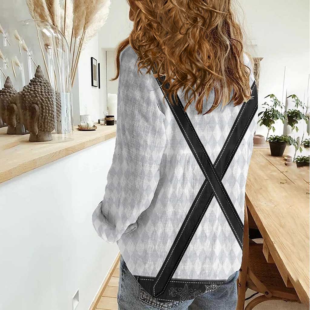 Germany Trachten Lederhose Inspired Women Casual Shirt Sable Black