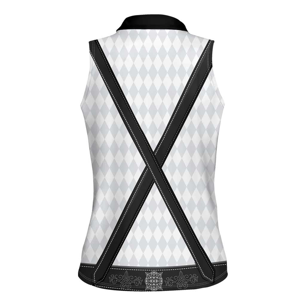 Germany Trachten Lederhose Inspired Women Sleeveless Polo Shirt Sable Black