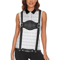 Germany Trachten Lederhose Inspired Women Sleeveless Polo Shirt Sable Black