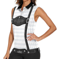 Germany Trachten Lederhose Inspired Women Sleeveless Polo Shirt Sable Black