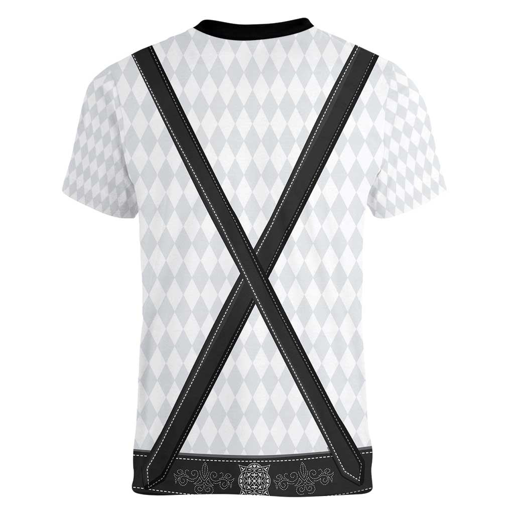 Germany Trachten Lederhose Inspired Women V-Neck T-Shirt Sable Black