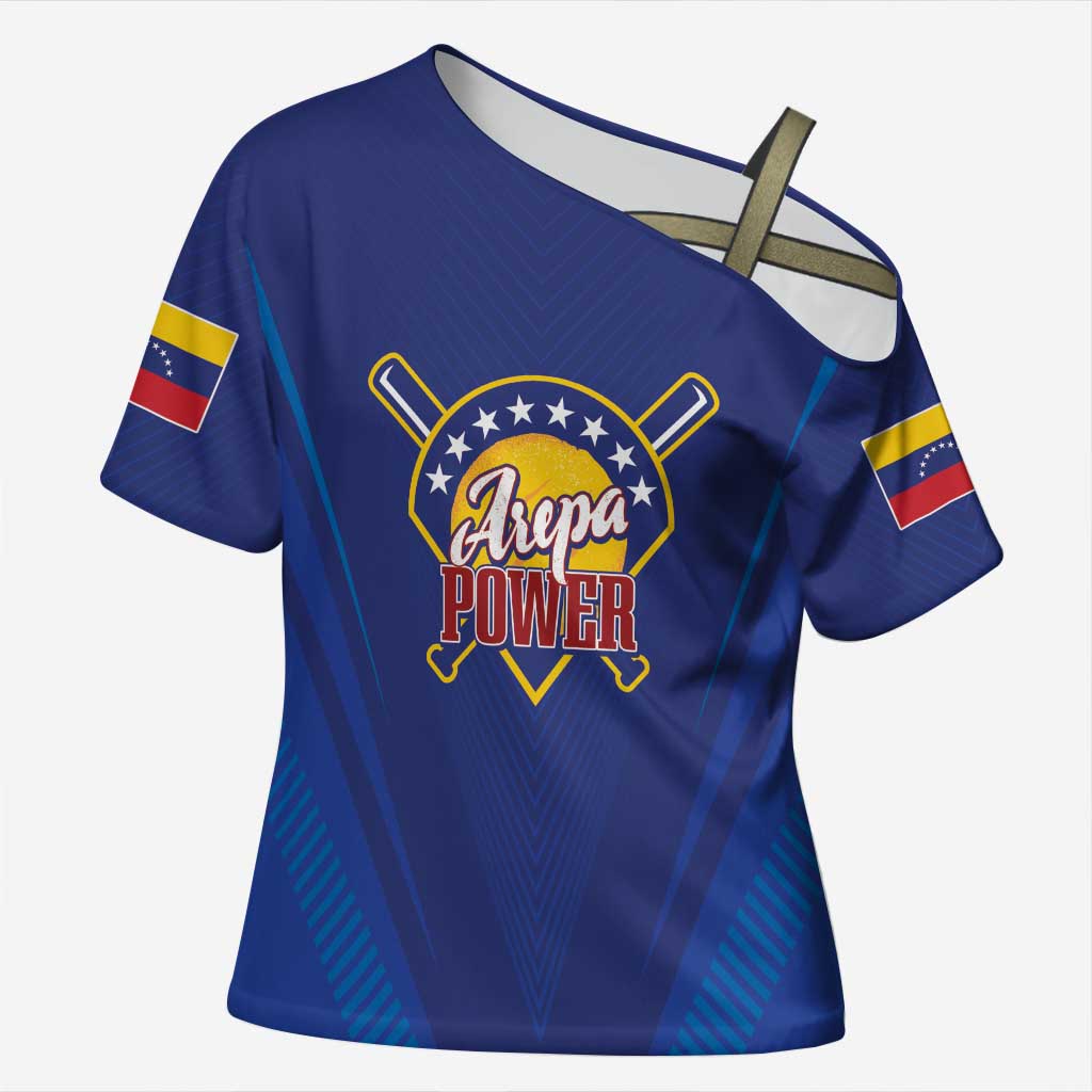 Venezuela Baseball Campeon Custom Cross Shoulder Shirt Arepa Powers