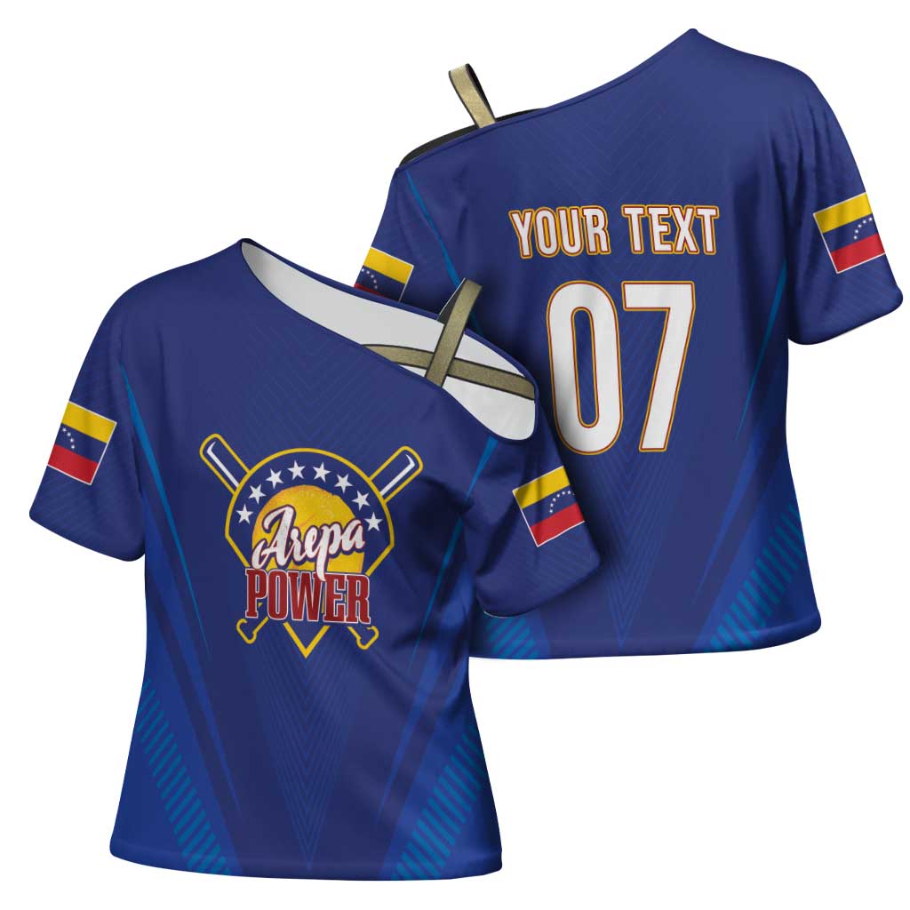 Venezuela Baseball Campeon Custom Cross Shoulder Shirt Arepa Powers