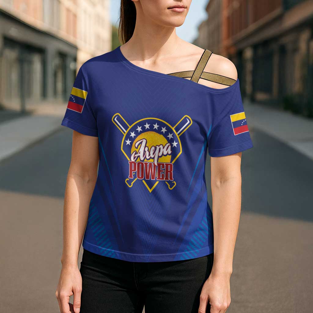 Venezuela Baseball Campeon Custom Cross Shoulder Shirt Arepa Powers