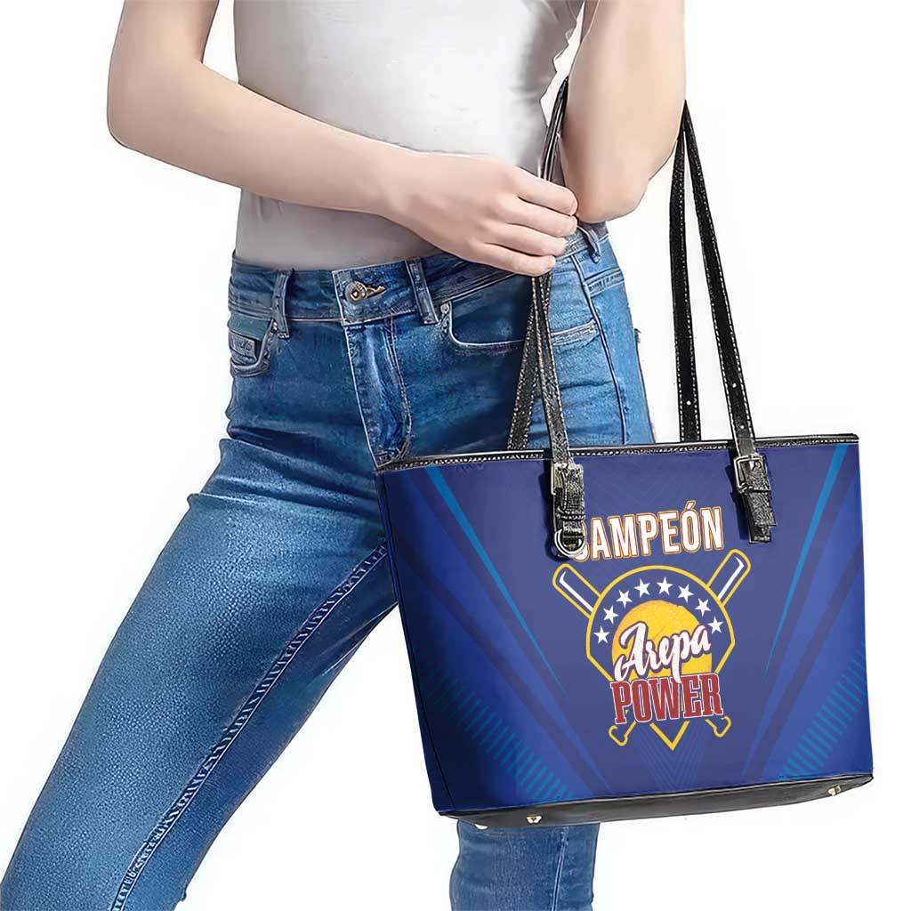 Venezuela Baseball Campeon Leather Tote Bag Arepa Powers