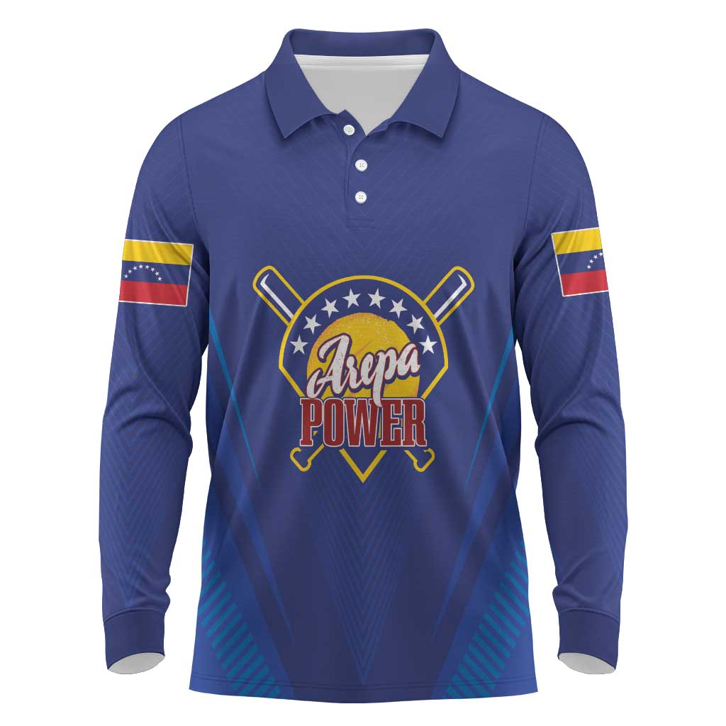 Venezuela Baseball Campeon Custom Long Sleeve Polo Shirt Arepa Powers