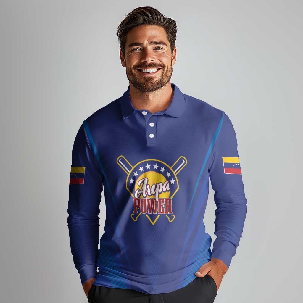 Venezuela Baseball Campeon Custom Long Sleeve Polo Shirt Arepa Powers