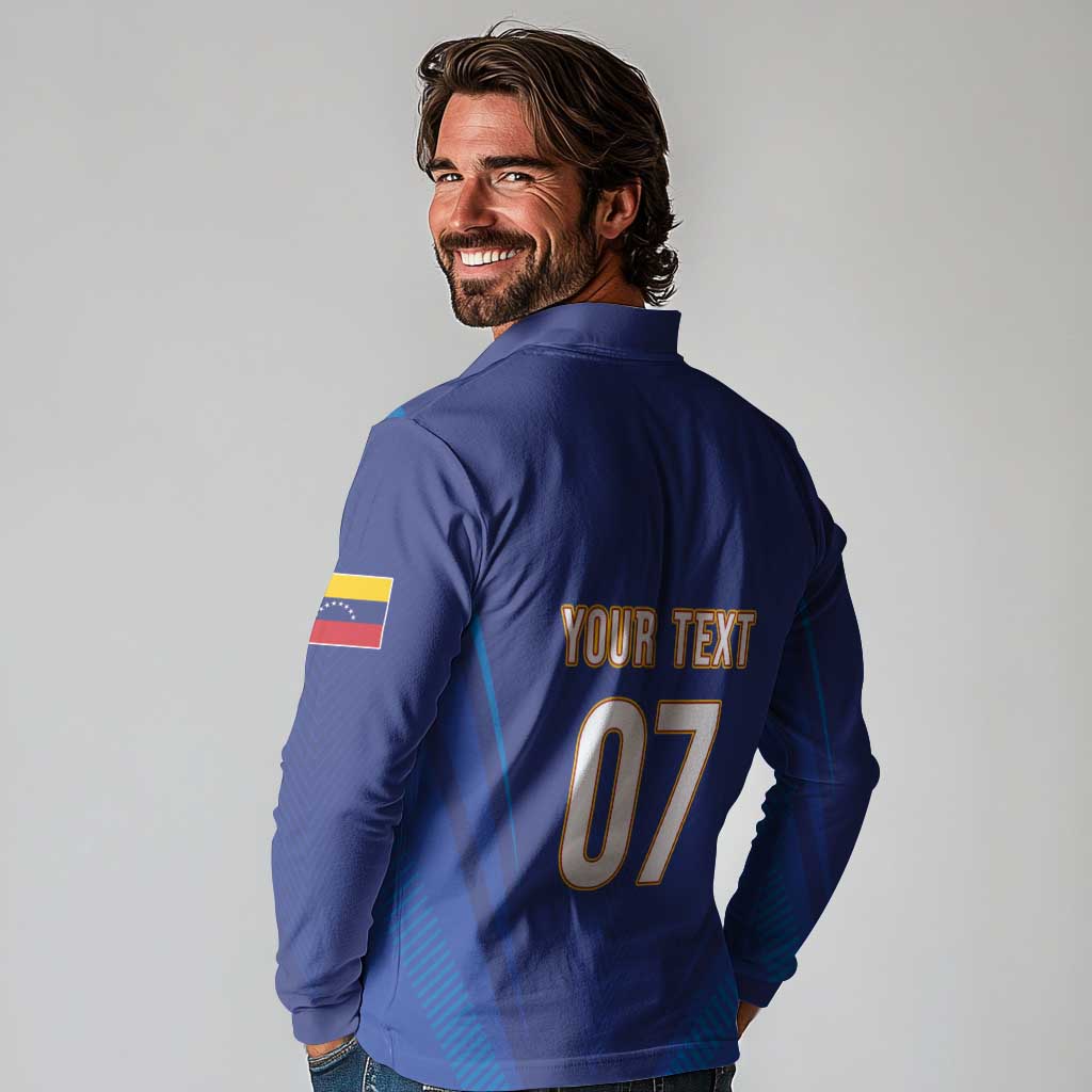 Venezuela Baseball Campeon Custom Long Sleeve Polo Shirt Arepa Powers