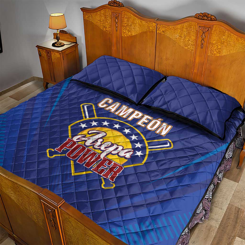 Venezuela Baseball Campeon Quilt Bed Set Arepa Powers