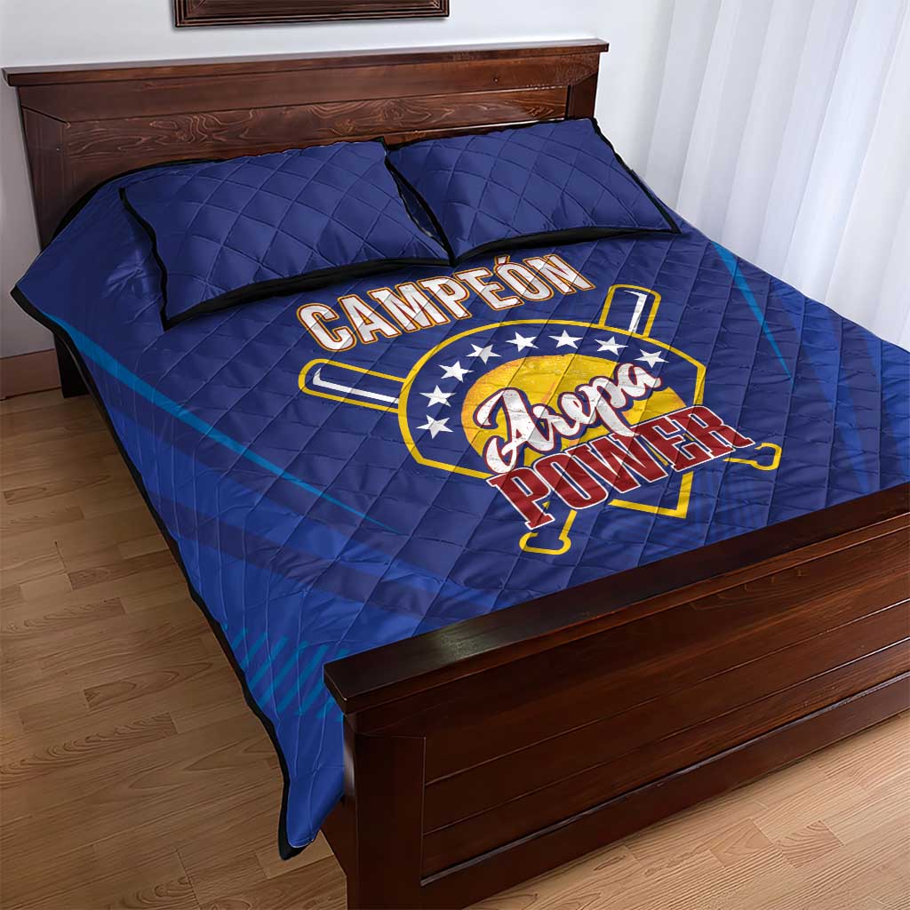 Venezuela Baseball Campeon Quilt Bed Set Arepa Powers