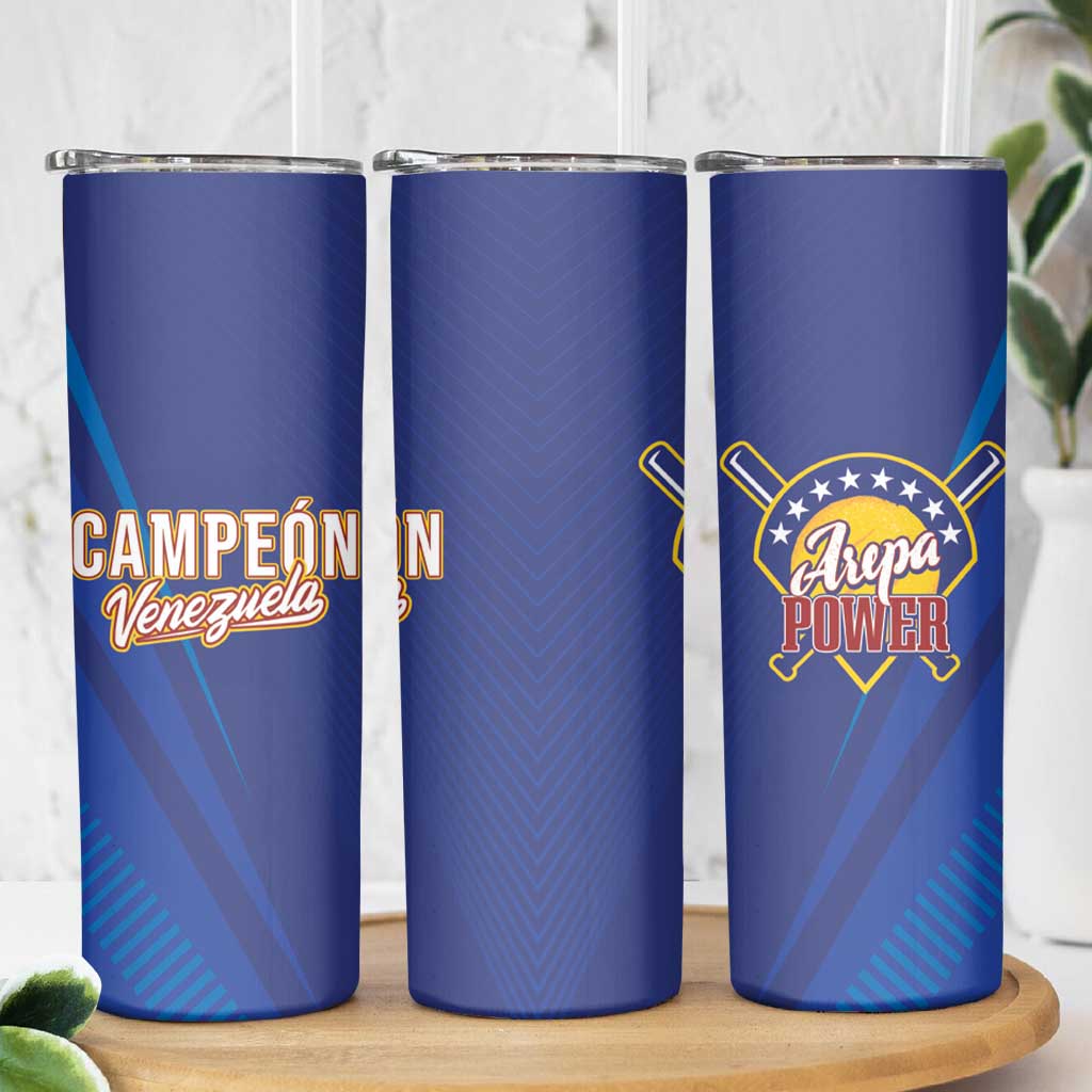 Venezuela Baseball Campeon Skinny Tumbler Arepa Powers
