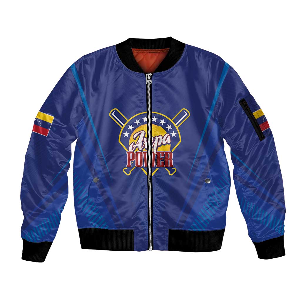 Venezuela Baseball Campeon Custom Sleeve Zip Bomber Jacket Arepa Powers