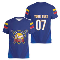 Venezuela Baseball Campeon Custom Women V-Neck T-Shirt Arepa Powers