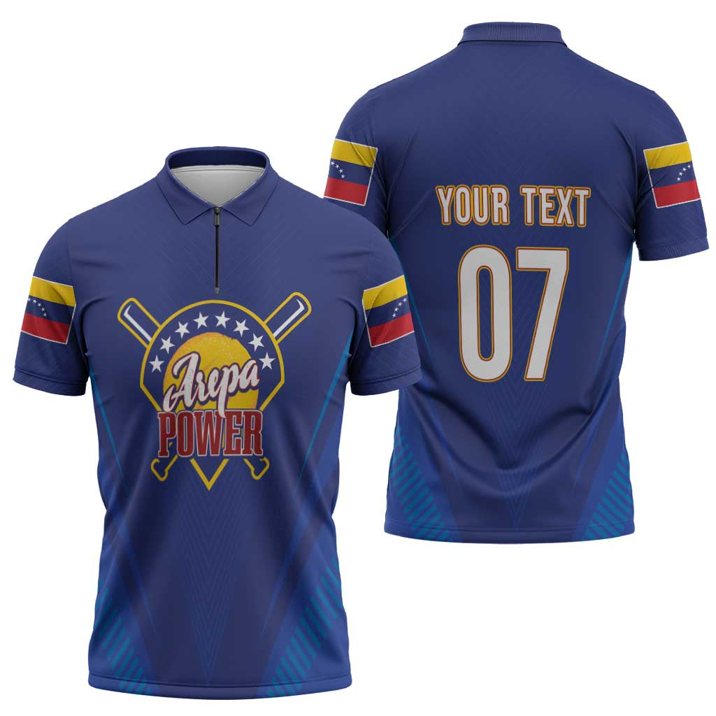 Venezuela Baseball Campeon Custom Zipper Polo Shirt Arepa Powers