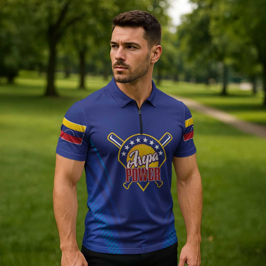 Venezuela Baseball Campeon Custom Zipper Polo Shirt Arepa Powers