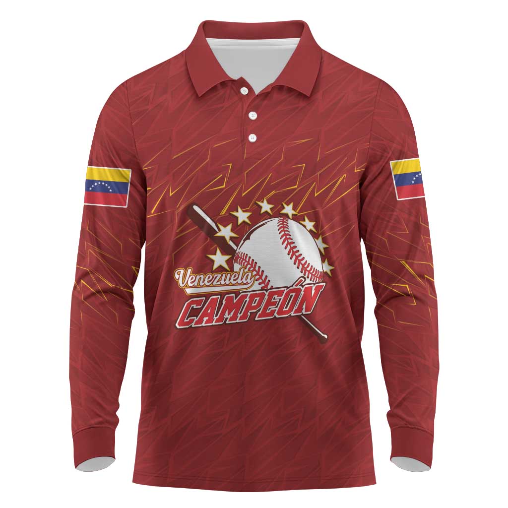 Venezuela Baseball Custom Long Sleeve Polo Shirt Campeon - Making History
