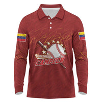 Venezuela Baseball Custom Long Sleeve Polo Shirt Campeon - Making History