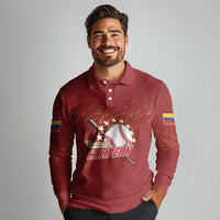 Venezuela Baseball Custom Long Sleeve Polo Shirt Campeon - Making History
