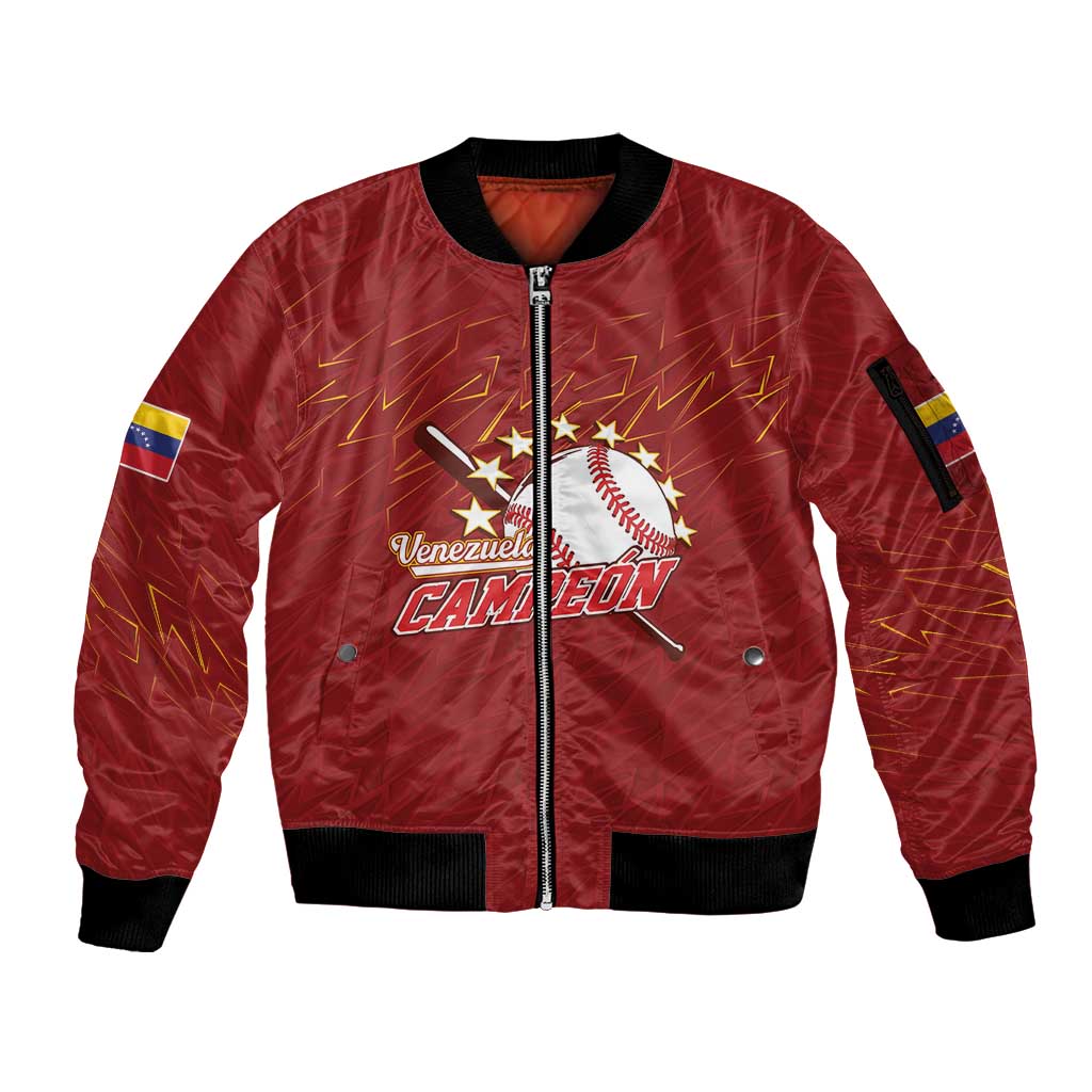 Venezuela Baseball Custom Sleeve Zip Bomber Jacket Campeon - Making History