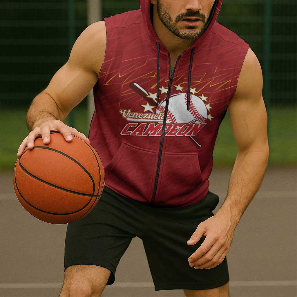 Venezuela Baseball Custom Sleeveless Zip Hoodie Campeon - Making History