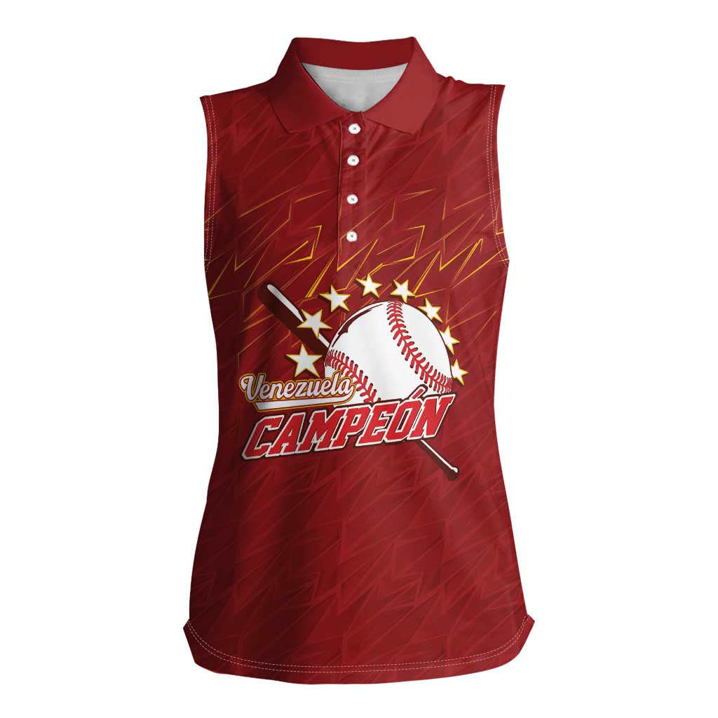 Venezuela Baseball Custom Women Sleeveless Polo Shirt Campeon - Making History