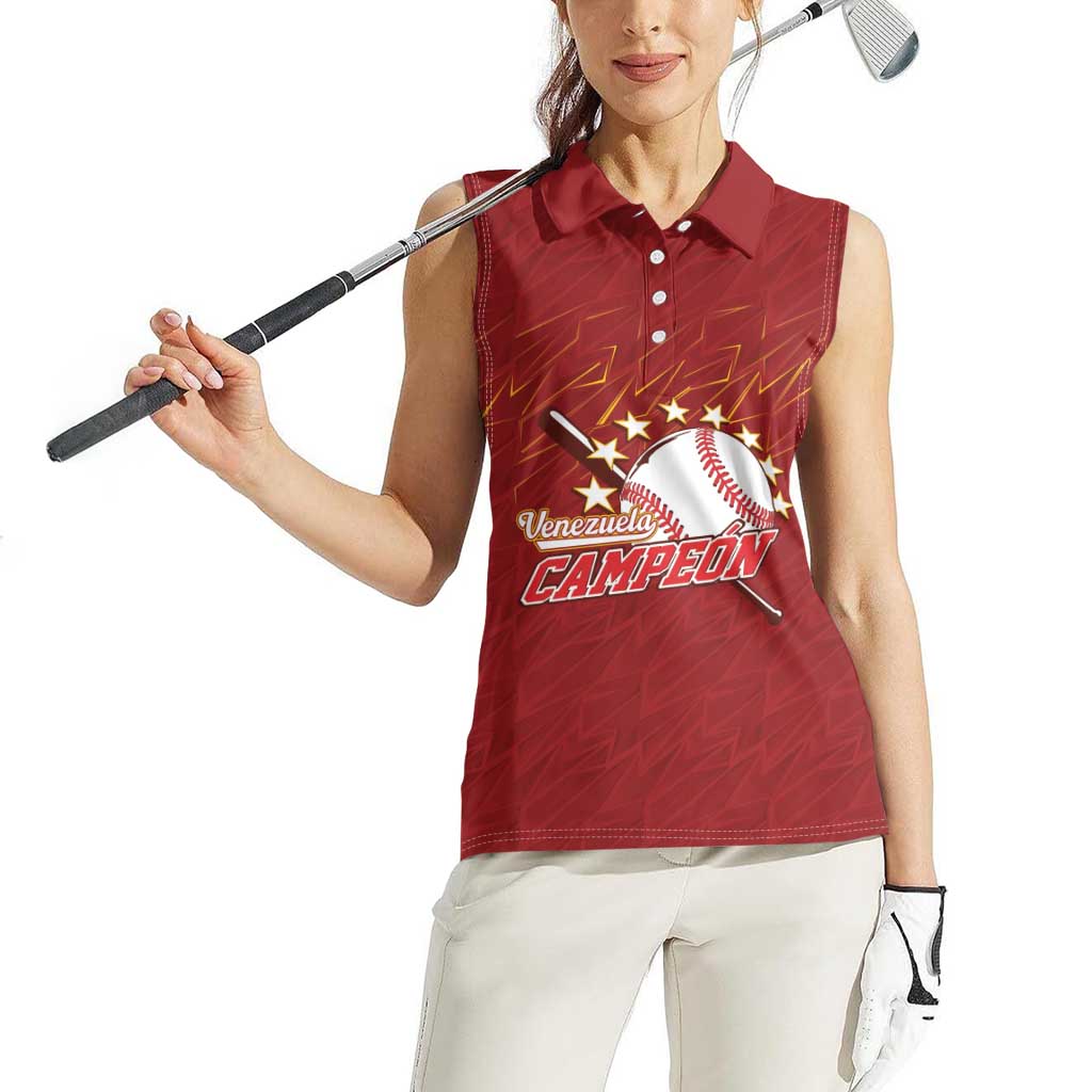 Venezuela Baseball Custom Women Sleeveless Polo Shirt Campeon - Making History