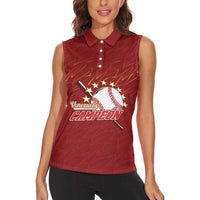 Venezuela Baseball Custom Women Sleeveless Polo Shirt Campeon - Making History