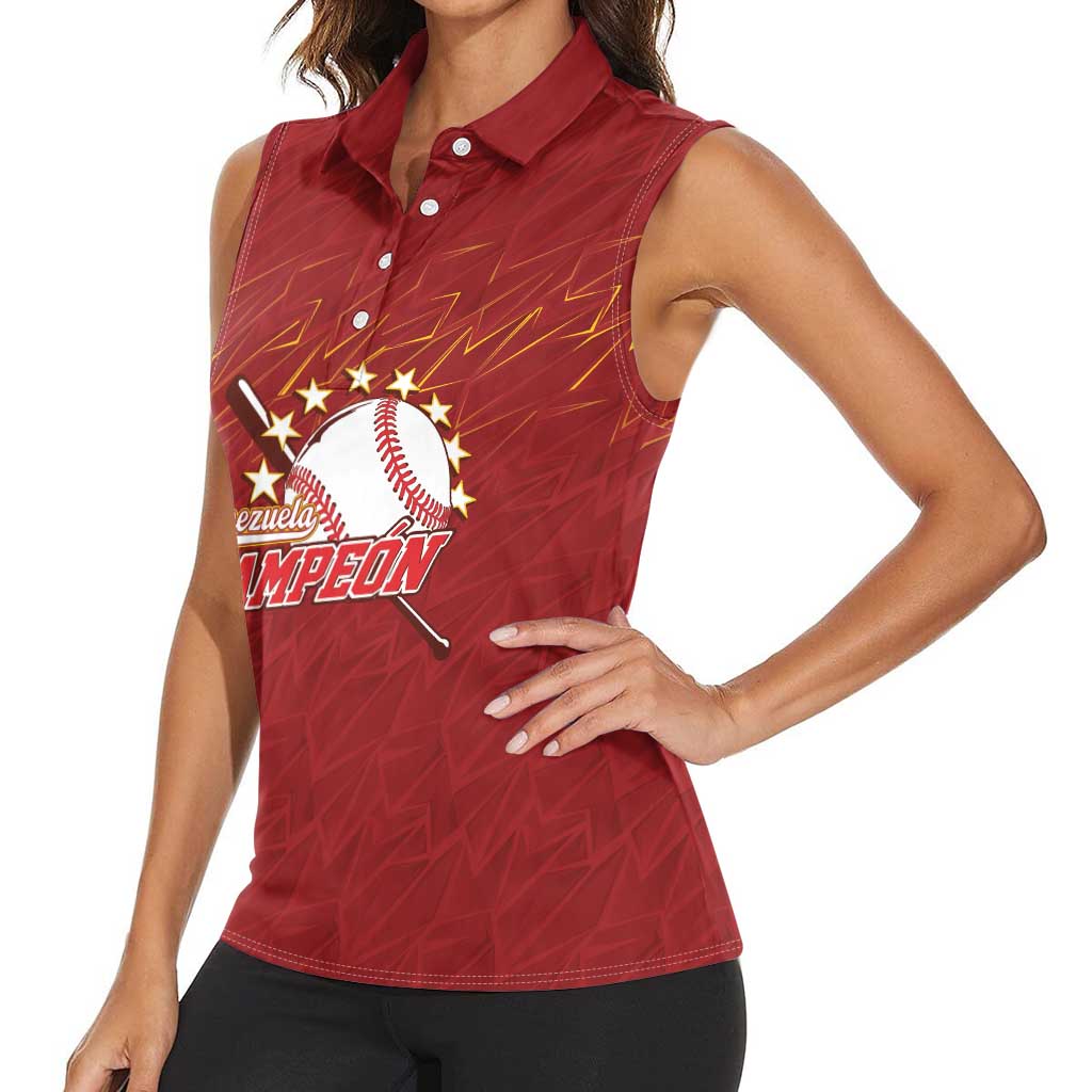 Venezuela Baseball Custom Women Sleeveless Polo Shirt Campeon - Making History