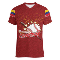 Venezuela Baseball Custom Women V-Neck T-Shirt Campeon - Making History